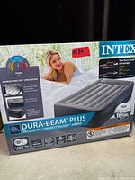 Front of boxed Intex Dura-Beam Plus Deluxe Pillow Rest airbed