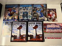 Group shot of all New York Giants memorabilia pieces