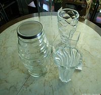 All five glass pieces grouped on table