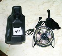 Wine bottle cake tin, electric fan, owl pan overview