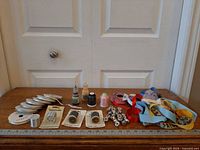 Full view of all sewing and crafting items laid out