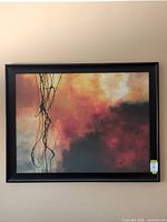Frontal view of framed abstract painting