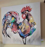Full view of rooster painting on wall