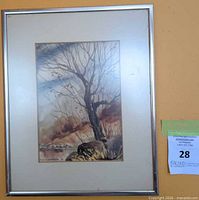 Framed watercolour painting front view