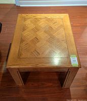 Full top view showing parquet pattern and table shape