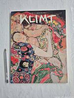 Front cover of Klimt paperback with pen for scale