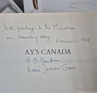 Title page showing inscription and signatures dated Nov 11 1968