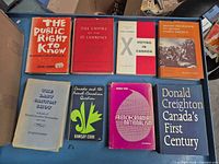 All eight Canadian history and politics books front covers visible