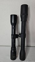 Both rifle scopes standing upright side by side