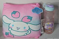 Pillow and water bottle side by side