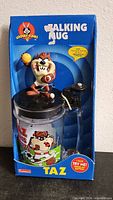 Front of boxed Taz talking mug showing figure & graphics