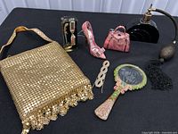 All seven items laid out on black surface