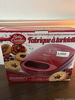 Front of boxed Betty Crocker Mini Pie Factory showing product image and capacity