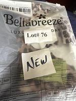 Factory package showing Bellabreeze branding and lot sticker