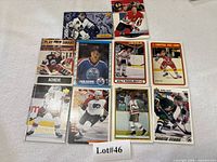Overall view of all ten hockey cards laid out in two rows