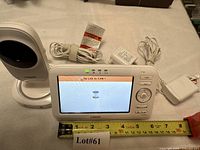 Full set showing parent monitor, camera, two adapters and cables