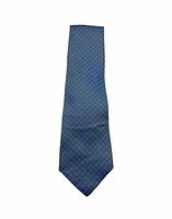Full view of blue geometric silk tie