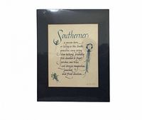 Front view of sealed print showing title, calligraphy text, mat