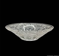 Side view of clear pressed glass bowl