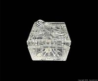Lidded Waterford crystal square gift box showing bow detail on lid