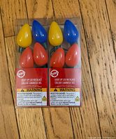 Front view showing two sealed packages of LED bulb necklaces