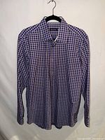 Front view of Robert Graham blue check shirt