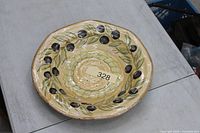 Top view of Chino ceramic bowl showing olive motif