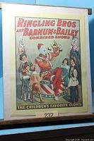 Full view of framed circus poster showing artwork and dimensions indicator