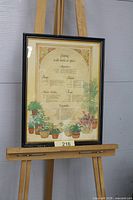 Full view of framed Cooking with Herbs & Spices print on easel