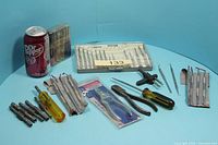 Overall view of all tools and drill bits