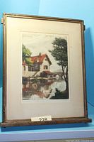 Full view of framed print with frame and mat