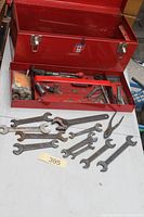Open Mastercraft toolbox with tray and assorted wrenches displayed