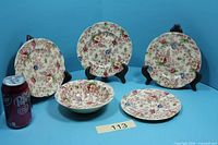 Full set: four plates, one bowl, scale can