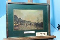 Overall view of framed print on easel with lot number