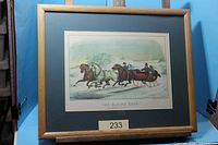 Framed Currier & Ives print with mat and frame