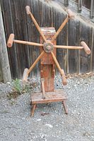 Full view of wooden wool winder front left side