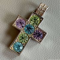 Front view showing pastel crystals and bail