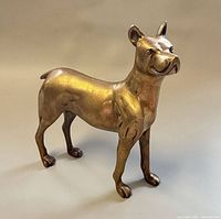 Full view of brass Boston Terrier figurine standing
