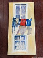 Full view of painting showing subject matter and condition