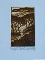 Close-up of etching image and signature