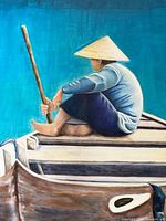 Detail of upper half showing figure and hat