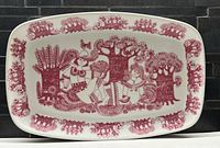 Top view of Figgjo Arden rectangular dish showing full pink pattern and condition