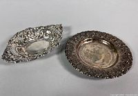 Top view of both sterling bonbon dishes