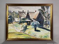 Frontal view of framed watercolour painting