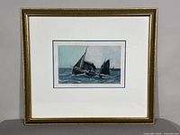 Full view of framed etching