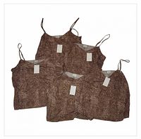 Five identical brown snakeskin print tank tops displayed