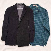 Front view of blazer and shirt side by side