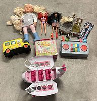 Group shot showing all toys laid out on floor