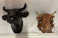 Front view of both bull head mounts