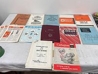 Overall view showing all manuals laid out on table